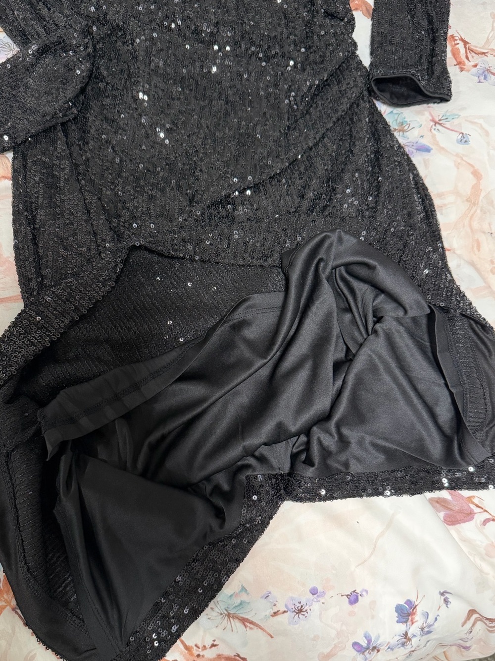Calvin Klein Black Sequin Long Sleeve Midi Dress - Picture 14 of 15
